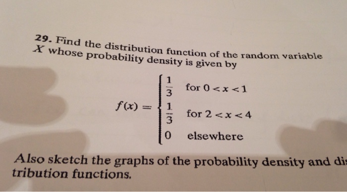 Solved 29. Find the distribution function of the random | Chegg.com