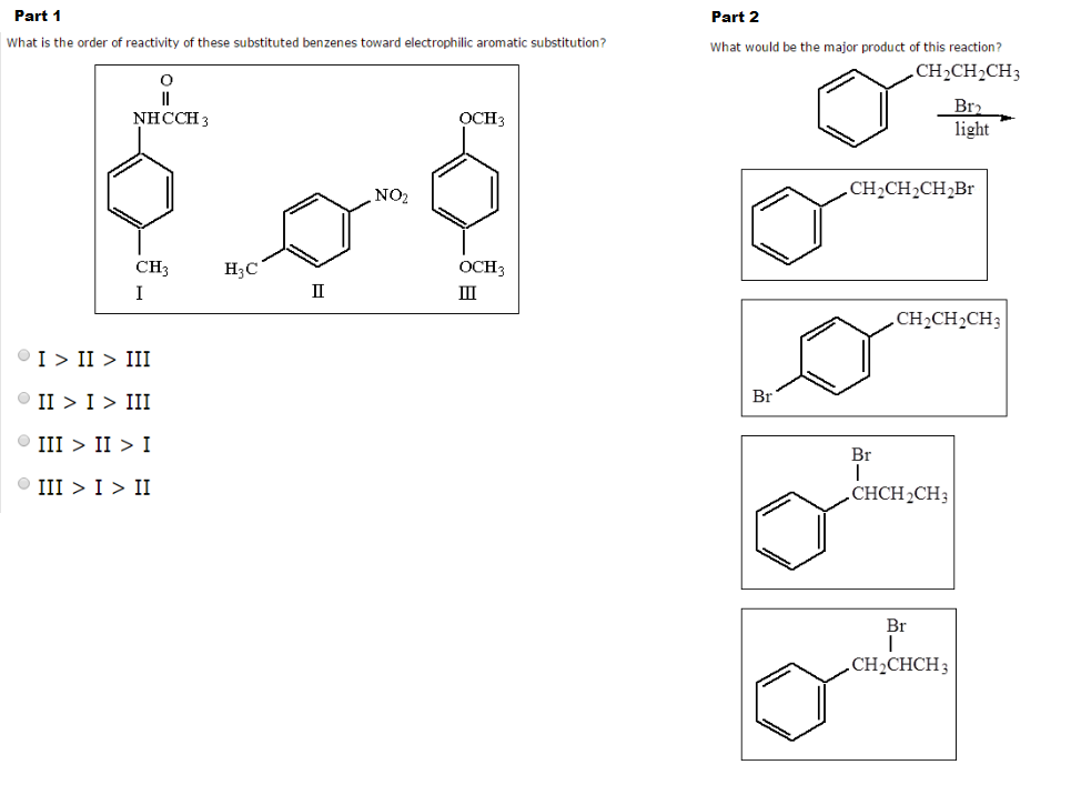 Solved What is the order of reactivity of these substituted | Chegg.com