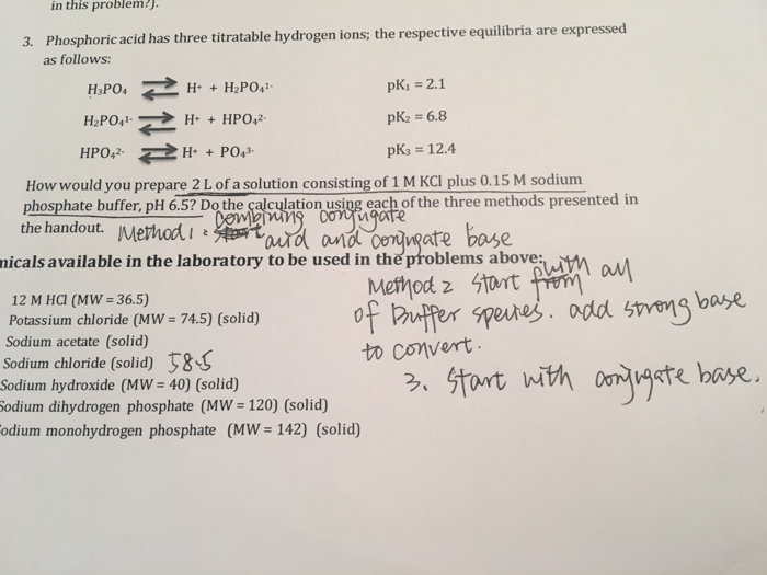 Solved Phosphoric acid has three titratable hydrogen ions;