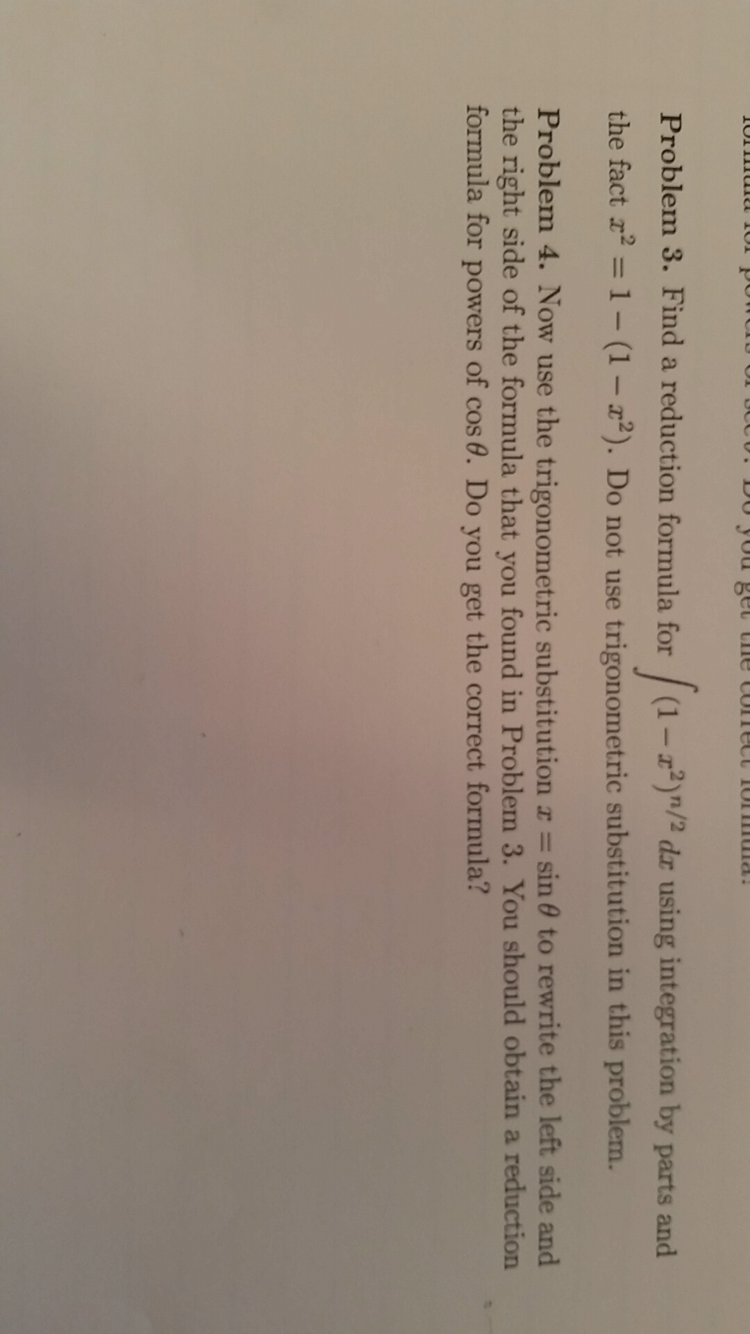 Solved Find a reduction formula for integral (1 - x^2)^n/2 | Chegg.com