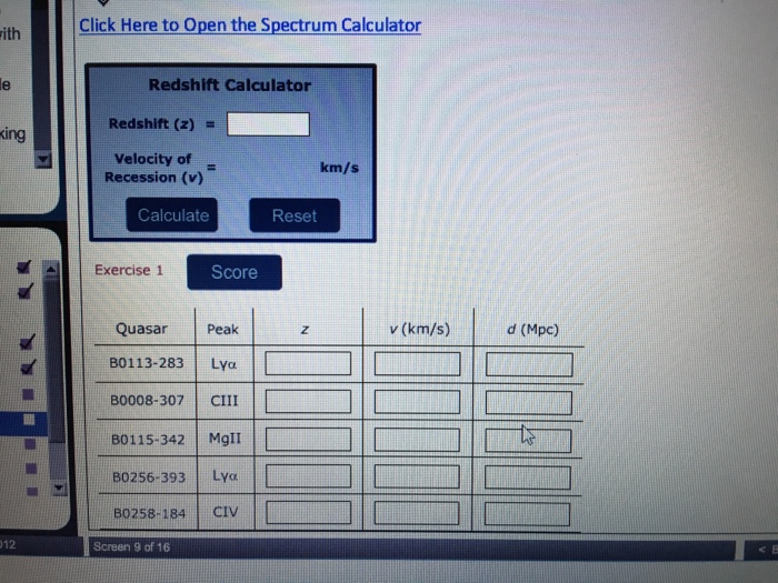 Solved Click Here to Open the Spectrum Calculator ith | Chegg.com