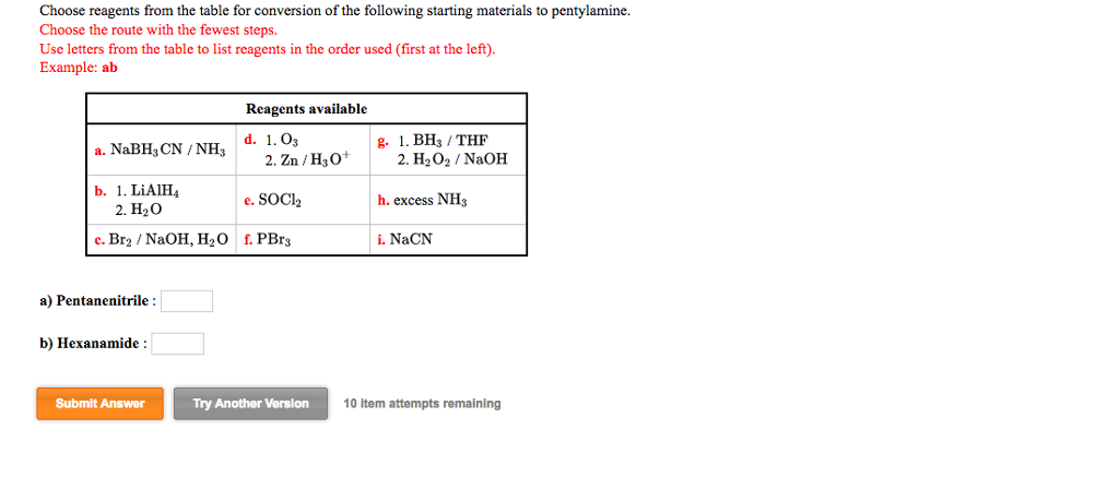 Solved Choose Reagents From The Table For Conversion Of The | Chegg.com