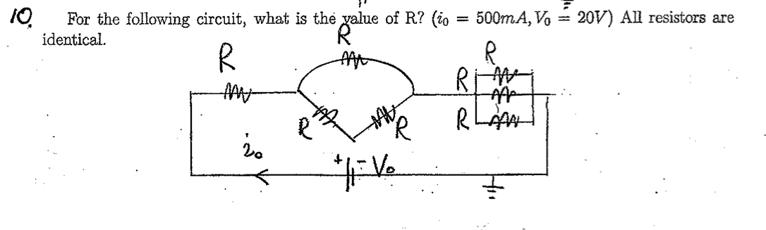 Solved For The Following Circuit, What Is The Value Of R? | Chegg.com