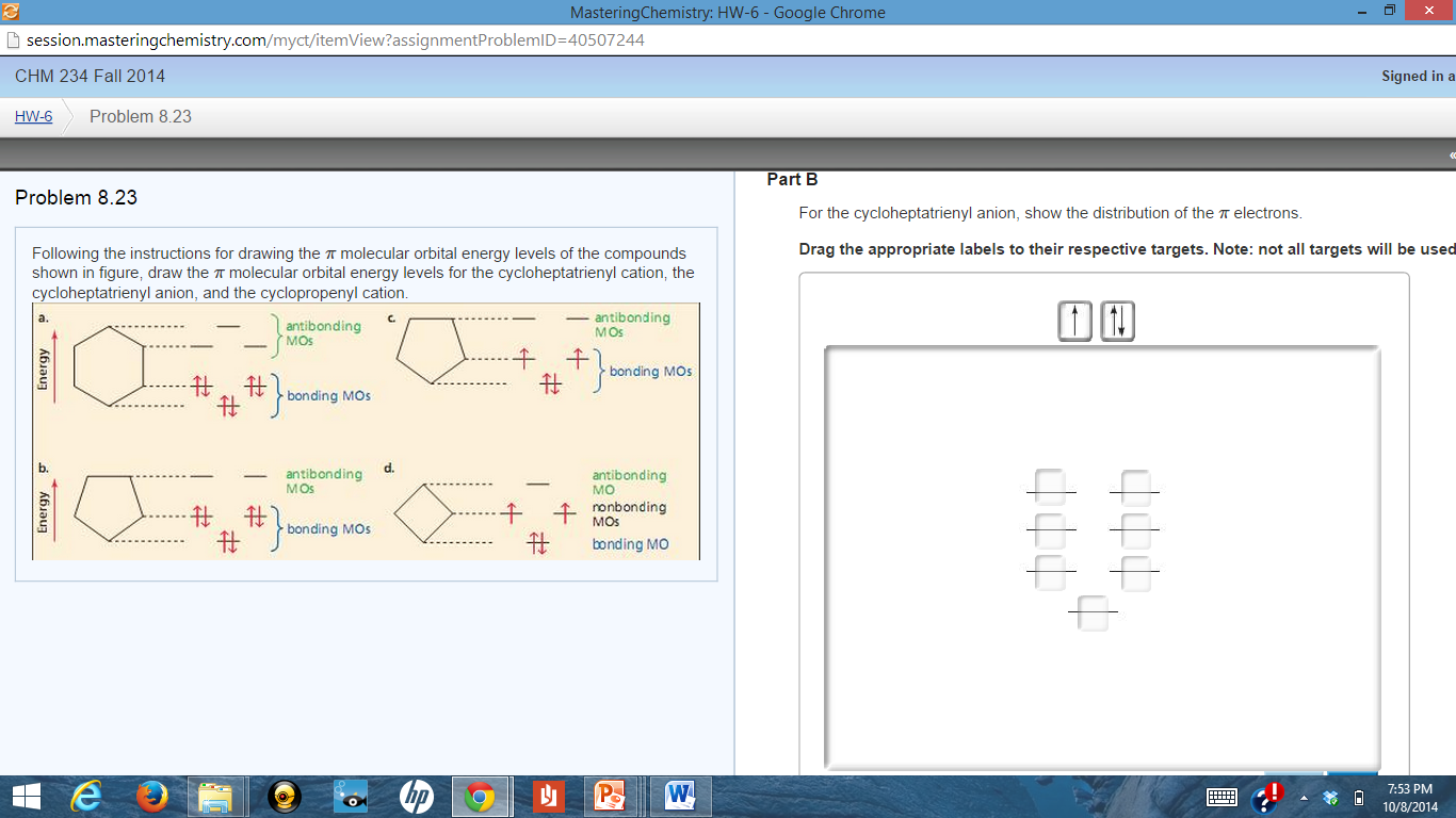 For the cycloheptatrienyl cation, show the | Chegg.com