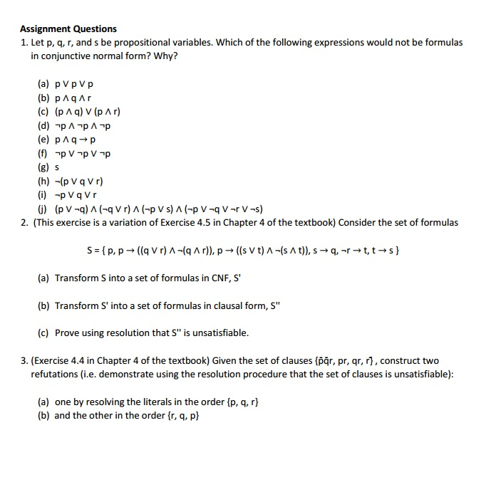 Solved Assignment Questions 1. Let p, q, r, and s be | Chegg.com