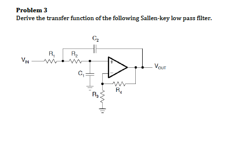 Sallen Key Low Pass Filter Transfer Function