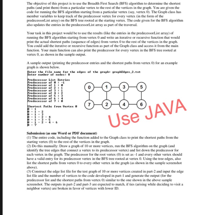 graph bfs java example – ngdeveloper Images High... The objective of this project is to use the Breadth | Chegg.com