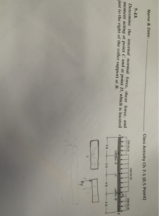 Solved Determine the internal normal force, shear force, and | Chegg.com