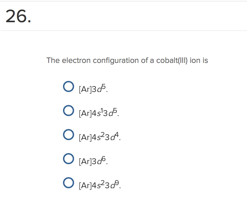 cobalt and chromium electron configuration