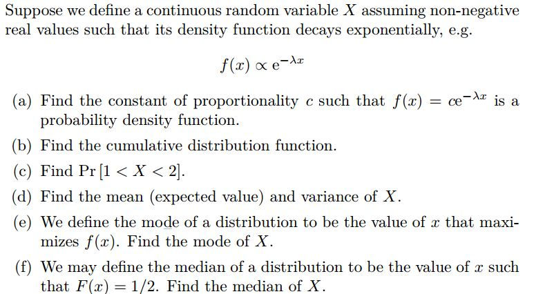 Solved Suppose we define a continuous random variable X | Chegg.com