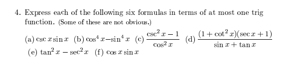 Solved Express each of the following six formulas in terms | Chegg.com