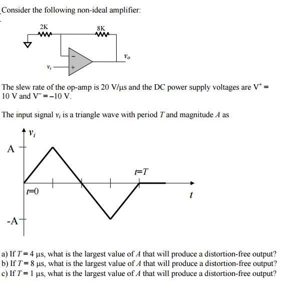 Solved Consider the following non-ideal amplifier: The slew | Chegg.com