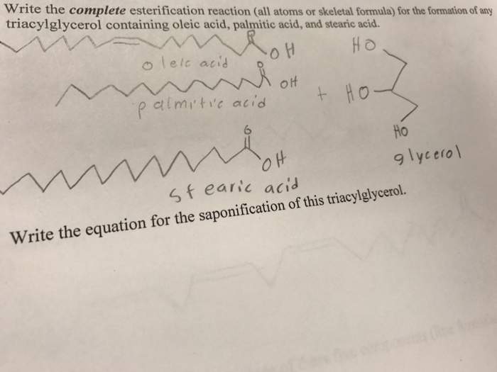 Solved Write the complete esterification reaction (all atoms