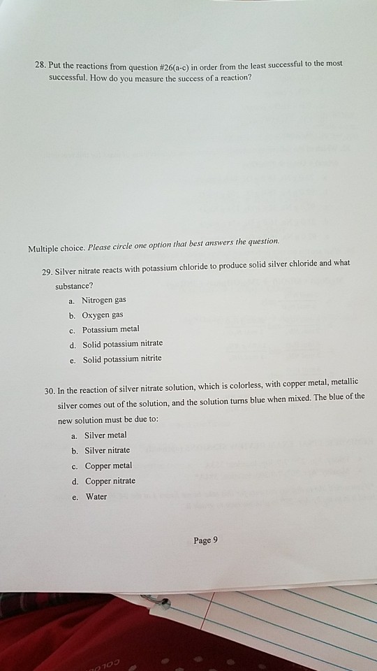 28 Put The Reactions From Question 26 a c In Order Chegg