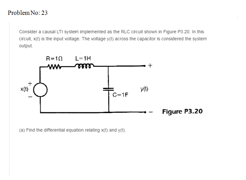 Solved Consider A Causal LTI System Implemented As The RLC | Chegg.com