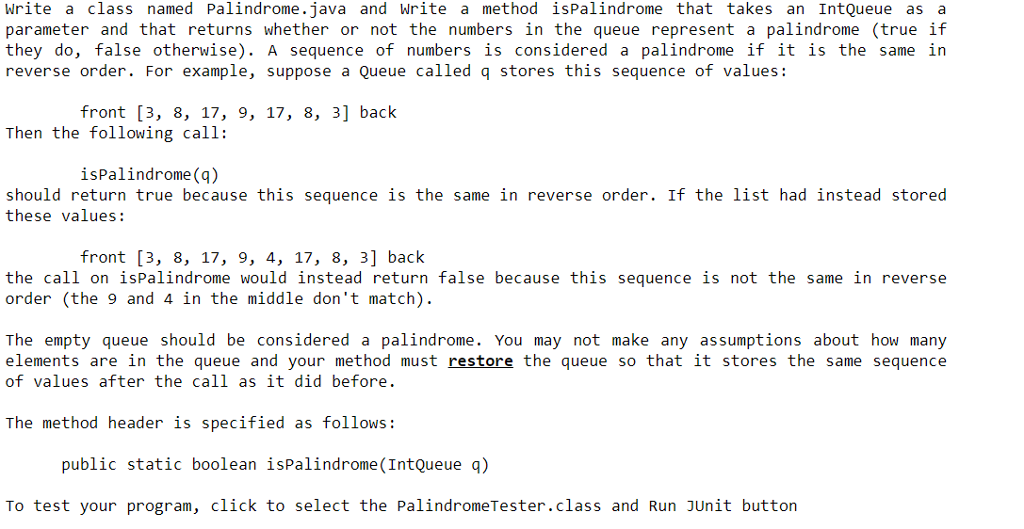 Solved Write a class named Palindrome.java and Write a | Chegg.com