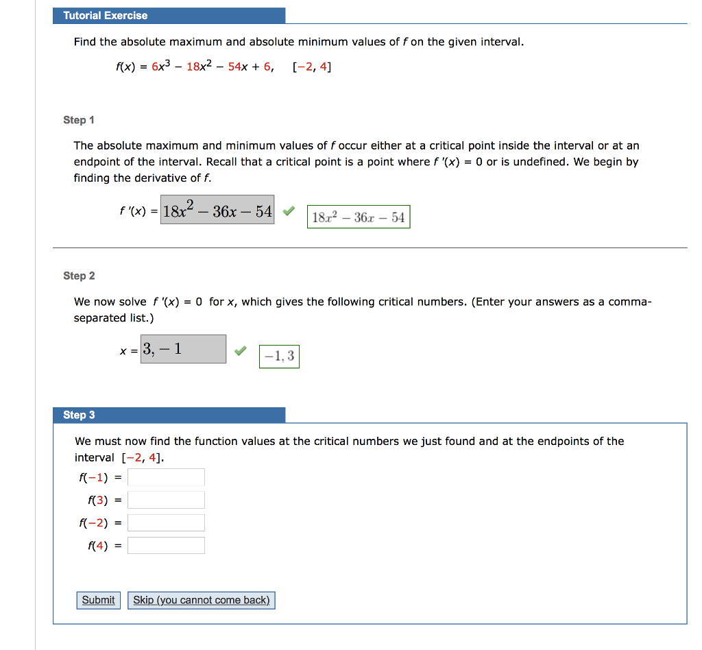 Solved Tutorial Exercise Find The Absolute Maximum And | Chegg.com