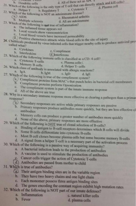 cytotoxic t cells directly attack and kill all of the following except