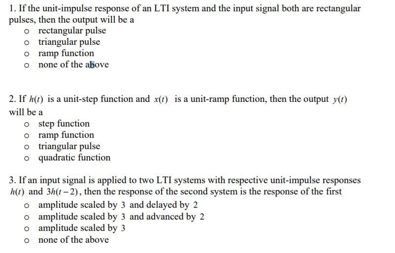 Solved 1 If The Unit Impulse Response Of An Lti System And