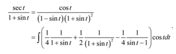 Solved How does it turn it to how it is below? sec t/1 + sin | Chegg.com