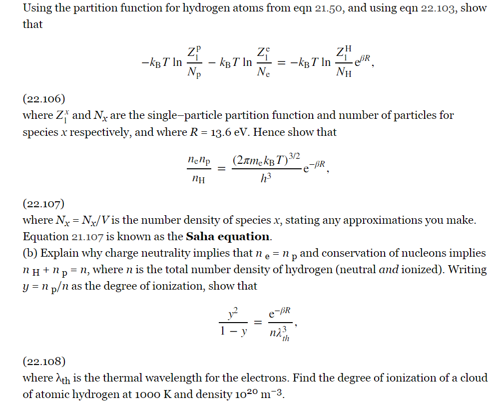 (22.6) (a) Consider the ionization of atomic | Chegg.com