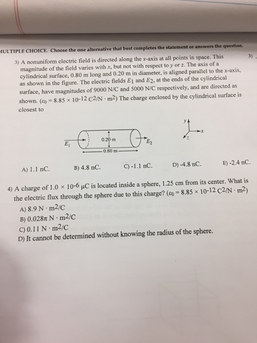 Solved A nonuniform electric field is directed along the
