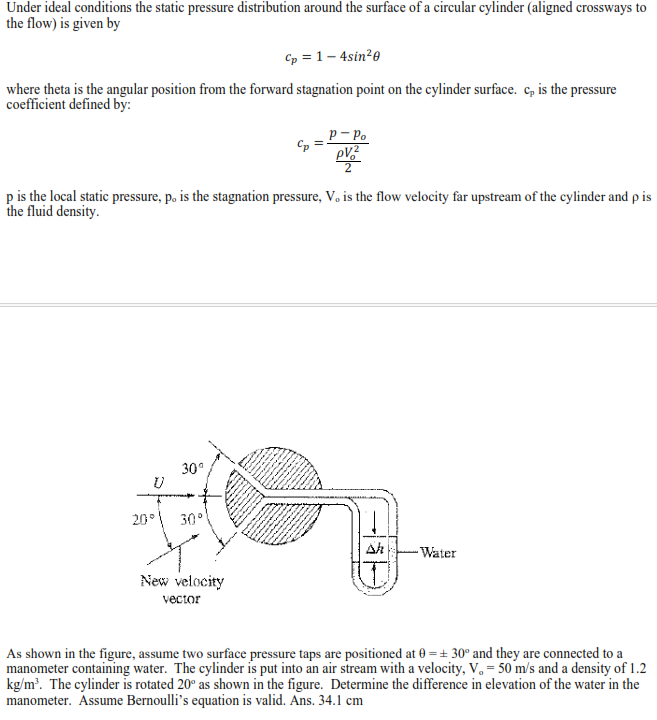 Under ideal conditions the static pressure | Chegg.com