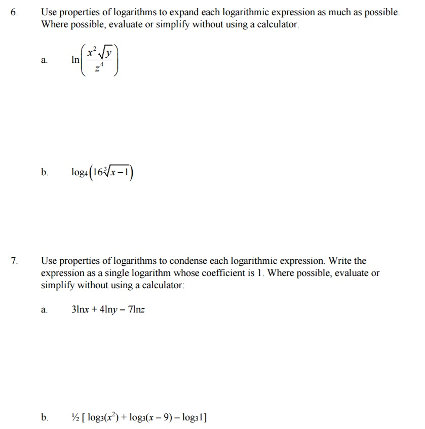 Solved Use Properties Of Logarithms To Expand Each | Chegg.com