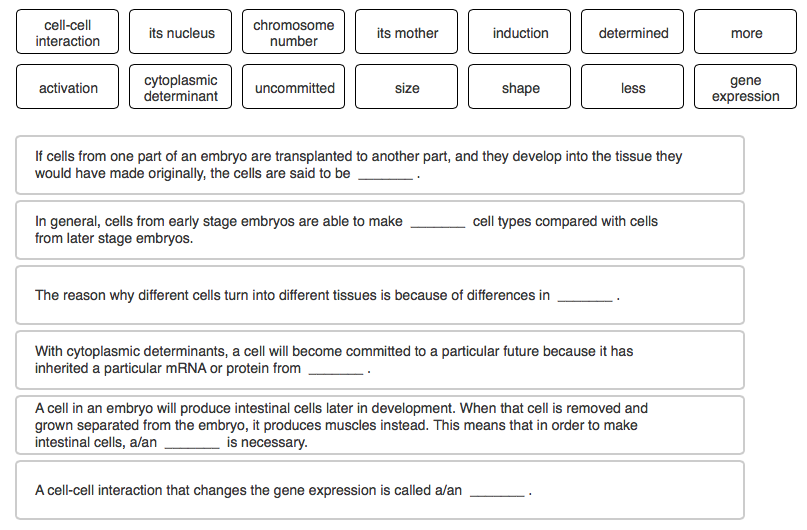 Solved If cells from one part of an embryo are transplanted | Chegg.com
