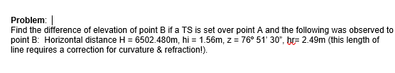 Solved Problem: | Find the difference of elevation of point | Chegg.com