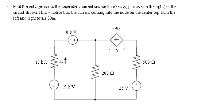 Solved Find the voltage across the dependent current | Chegg.com