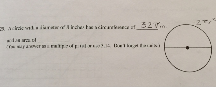 Area of an 8 deals inch circle