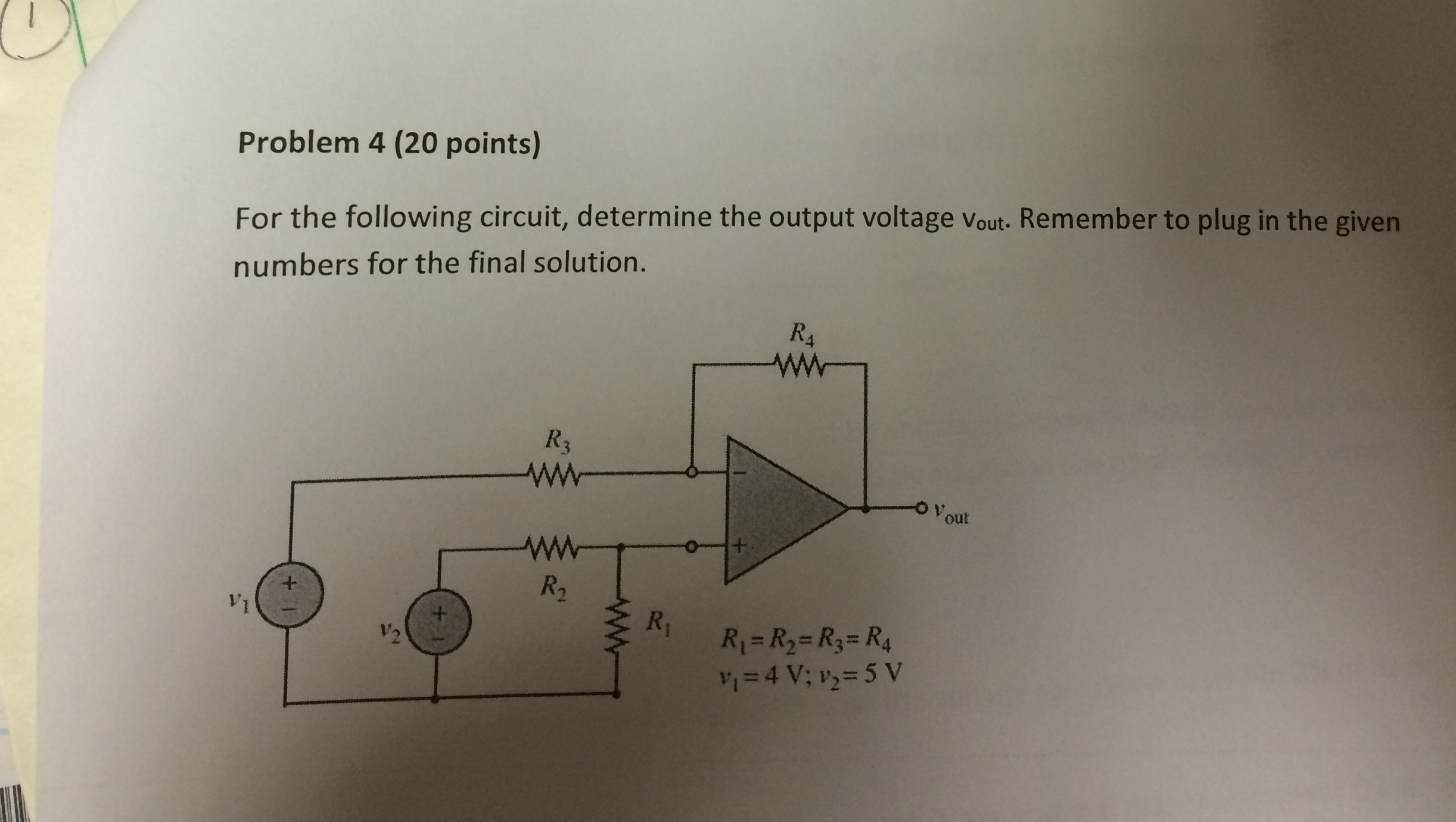 Solved For the following circuit, determine the output | Chegg.com