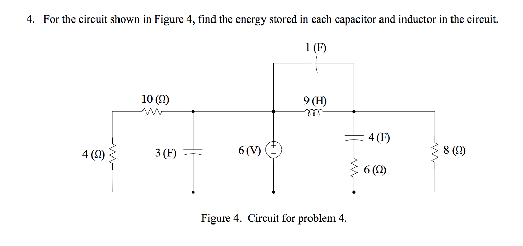 Solved 4. For the circuit shown in Figure 4, find the energy | Chegg.com