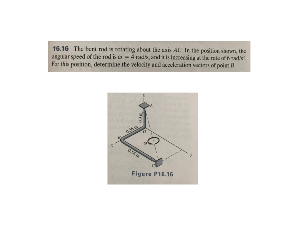 Solved 16.16 The bent rod is rotating about the axis AC. In