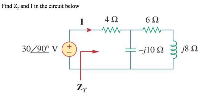 Solved Find Z_T and I in the circuit below | Chegg.com