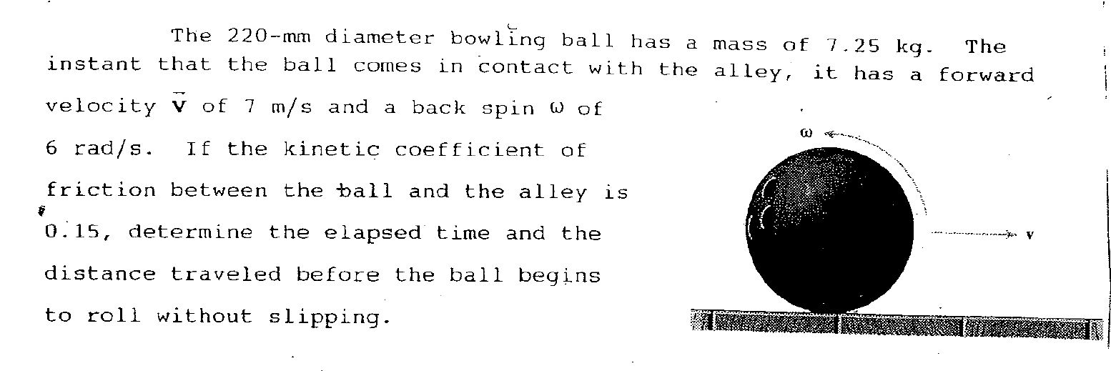Solved The 220mm diameter bowling bail has a mass of 7. 25