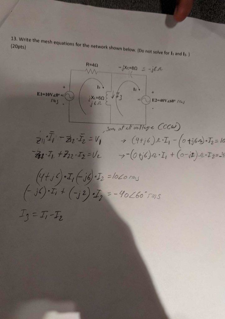 Solved 13. Write the mesh equations for the network shown | Chegg.com