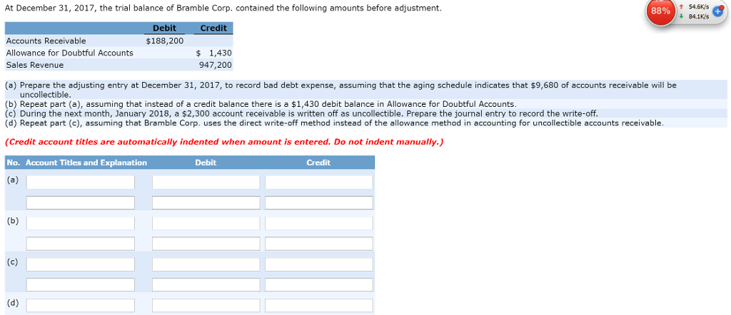 Solved At December 31, 2017, The Trial Balance Of Bramble | Chegg.com