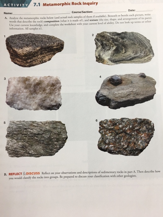 Solved 7.1 Metamorphic Rock Inquiry ACTIVITY Date: | Chegg.com