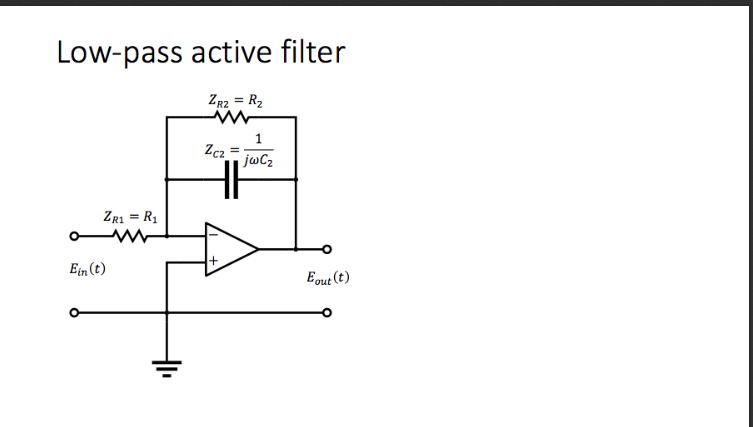 Solved Low-pass active filter Ein(t) Eout (t) | Chegg.com