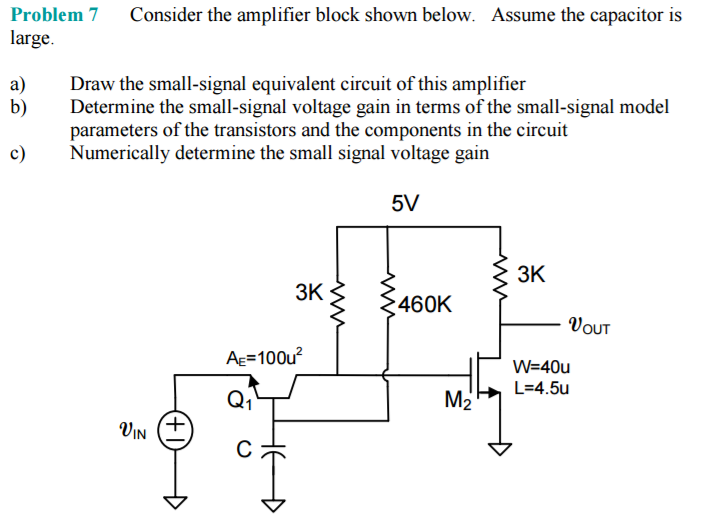 Solved Consider the amplifier block shown below. Assume the | Chegg.com