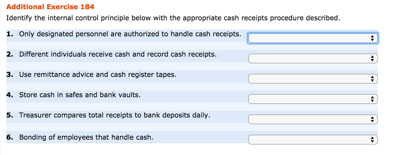 Solved Identify the internal control principle below with