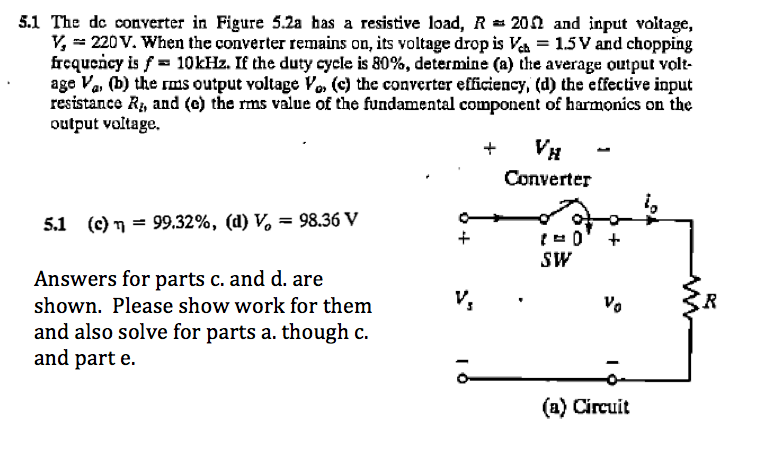 Solved The dc converter in Figure 5.2a has a resistive load, | Chegg.com