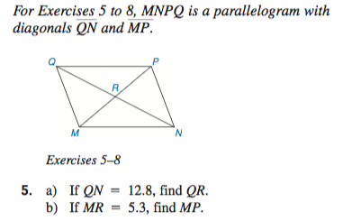 Solved MNPQ is a parallelogram with diagonals bar QN and bar | Chegg.com