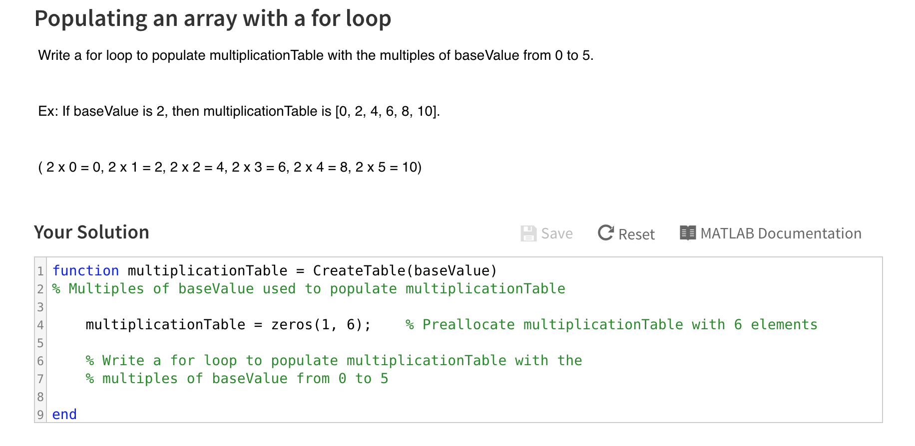 Write a for loop to populate multiplicationTable with | Chegg.com