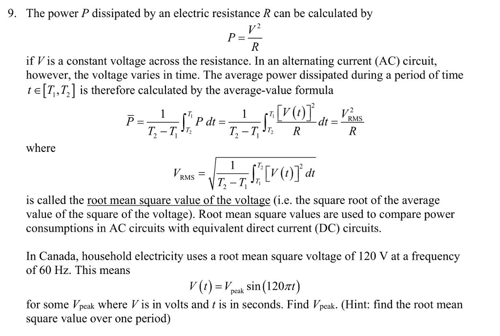 solved-the-power-p-dissipated-by-an-electric-resistance-r-chegg