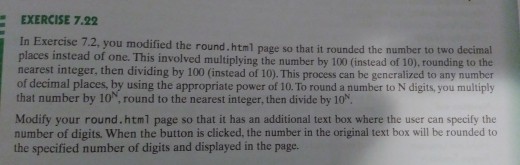 Solved EXERCISE 7.22 In Exercise 7.2, you modified the | Chegg.com