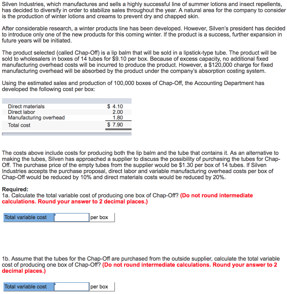 Solved Silven Industries, Which Manufactures And Sells A | Chegg.com