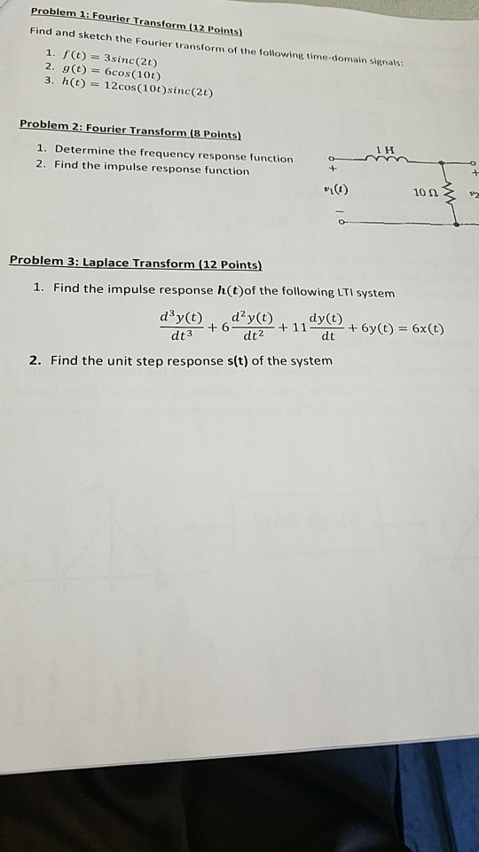 Solved Problem 1: Fourier Transform (12 Points Find and | Chegg.com